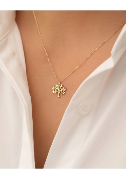 Küçük Taşlı Hayat Ağacı 14 Ayar Altın Kolye fiyatları