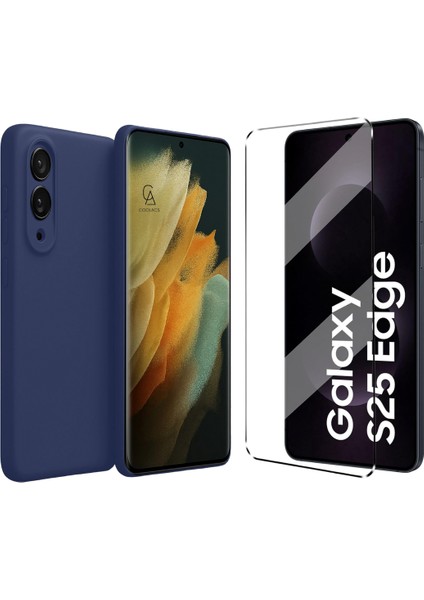 Samsung Galaxy S25 Edge ile Uyumlu Kılıf Esnek Premium Telefon Kılıfı ve Temperli Cam Ekran Koruyucu