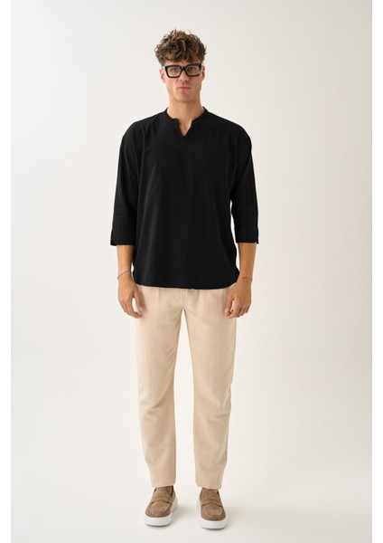 Erkek Fakir Kol V Yaka Rahat Kalıp %100 Pamuk Gömlek E217 fiyatları