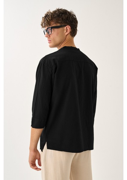 Erkek Fakir Kol V Yaka Rahat Kalıp %100 Pamuk Gömlek E217 fırsatları