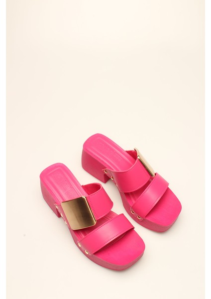 Idil Fuşya Cilt Tokalı Kadın Takunya