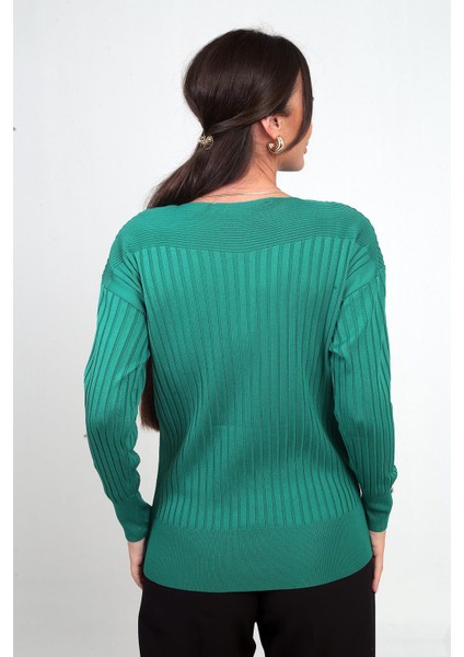 Kadın Kol Düğme Detaylı Fitilli Triko Bluz fırsatları