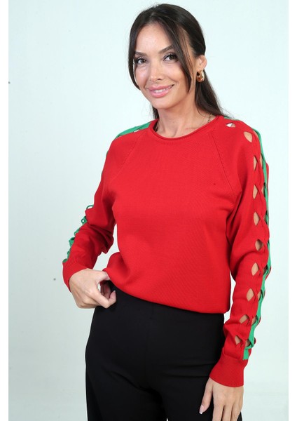 Kadın Kolu Şerit Dekolteli Triko Bluz modelleri