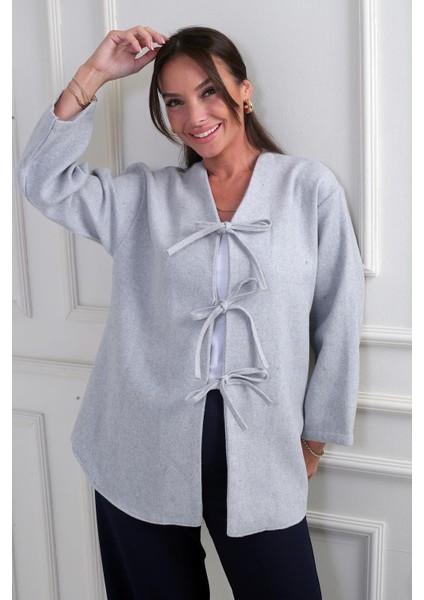 Kadın Önü Bağcıklı 3 Iplik Kaşe Hırka fiyatları