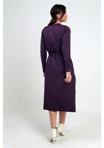 Kadın Kolları Düğme Detaylı Cepli Yanları Yırtmaaçlı Uzun Hırka fırsatları