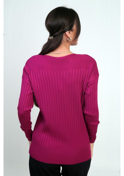 Kadın Kol Düğme Detaylı Fitilli Triko Bluz fırsatları