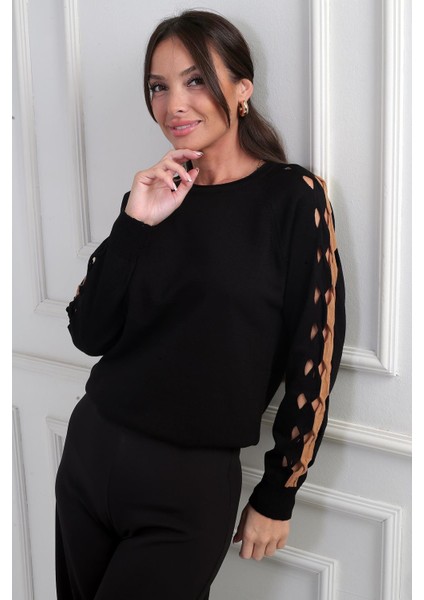 Kadın Kolu Şerit Dekolteli Triko Bluz modelleri