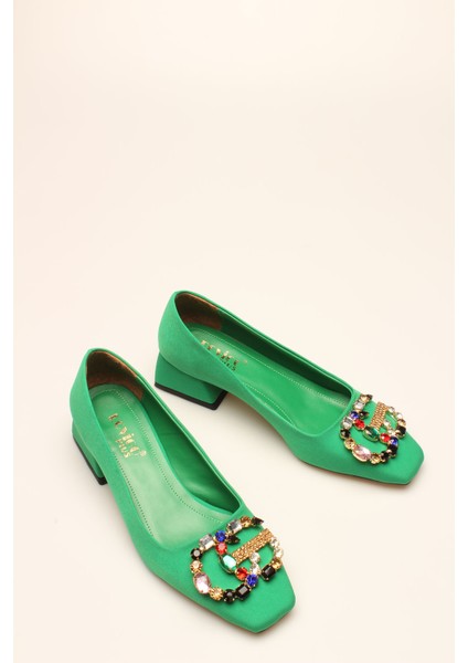 Idil Yeşil Saten Taşlı Kadın Topuklu fiyatları