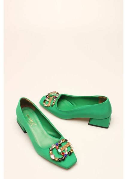 Idil Yeşil Saten Taşlı Kadın Topuklu modelleri