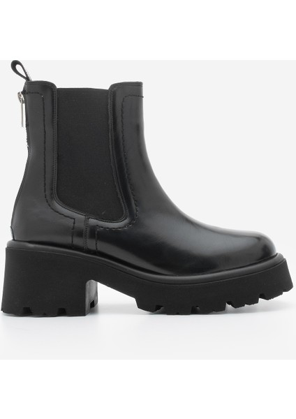 Kadın Kalın Topuklu Aksesuar Fermuarlı Lastikli Günlük Bot Fenros Siyah modelleri