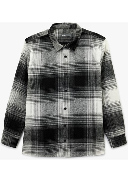 Regular Fit Uzun Kollu Desenli Klasik Yaka Oduncu Gömleği