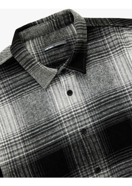 Regular Fit Uzun Kollu Desenli Klasik Yaka Oduncu Gömleği modelleri