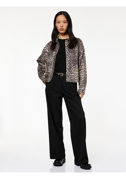 Uzun Kollu Leopar Desenli Suni Süet Ceket fiyatları