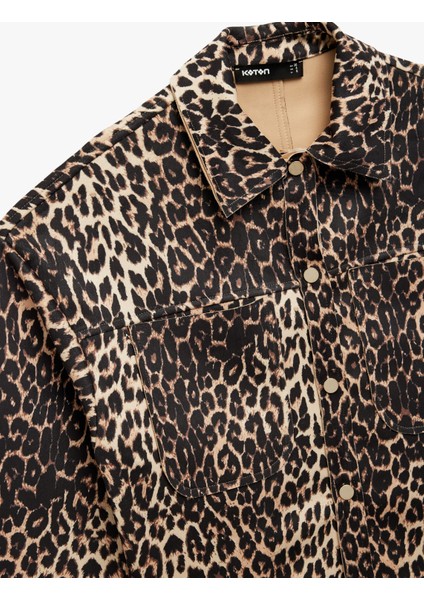 Uzun Kollu Leopar Desenli Suni Süet Ceket indirimleri