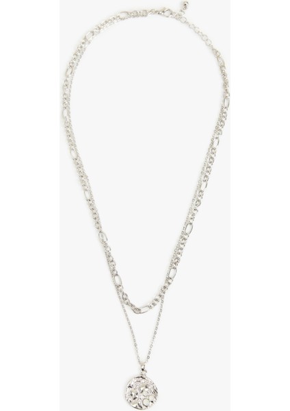 2 Sıra Charm Detaylı Çoklu Zincir Kolye