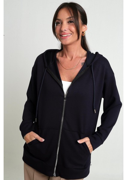 Kadın Kapüşonlu Kanguru Cepli Önü Fermuarlı Osyho Hırka fiyatları