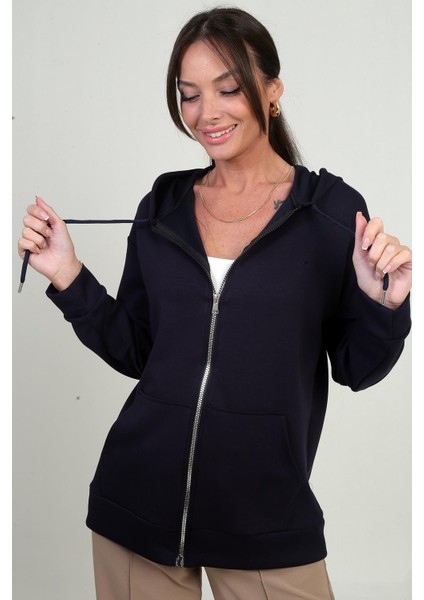 Kadın Kapüşonlu Kanguru Cepli Önü Fermuarlı Osyho Hırka modelleri