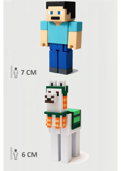 Minecraft Steve ve Lama Set Hareketli Eklemli Figür