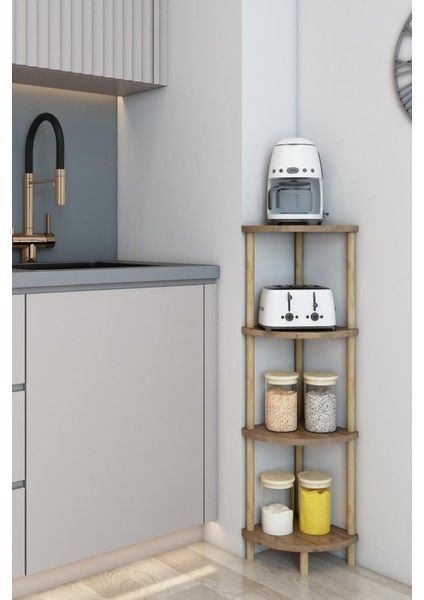 “mutfak Köşe Rafı – 4 Katlı Atlantik Çam Pratik Depolama ve Düzenleme Ünitesi”