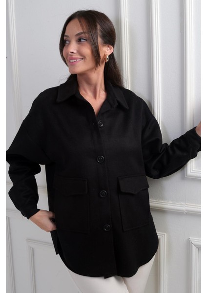 Kadın Önü Düğmeli Cepli Gömlek
