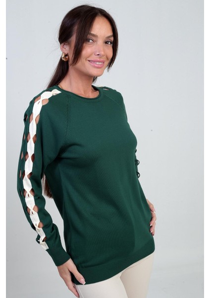 Kadın Kolu Şerit Dekolteli Triko Bluz modelleri