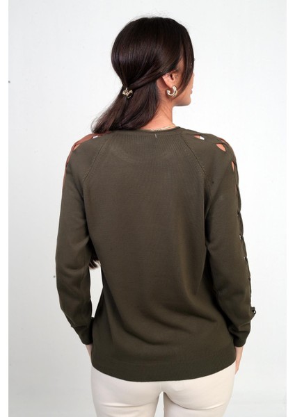 Kadın Kolu Şerit Dekolteli Triko Bluz fırsatları