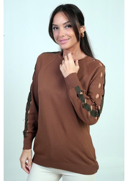 Kadın Kolu Şerit Dekolteli Triko Bluz modelleri