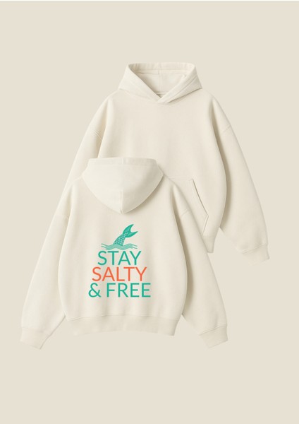 Stay Salty Baskılı Unisex Boxy Fit Hoodie Sweatshirt
