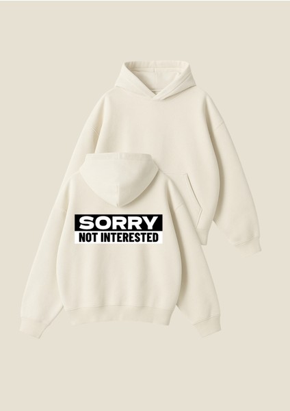 Sorry Baskılı Unisex Boxy Fit Hoodie Sweatshirt