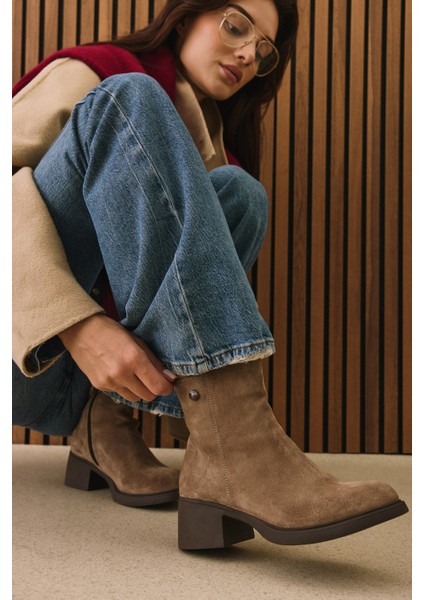 , Kadın Hakiki Deri Bot 153359Z6212 Vizon fırsatları