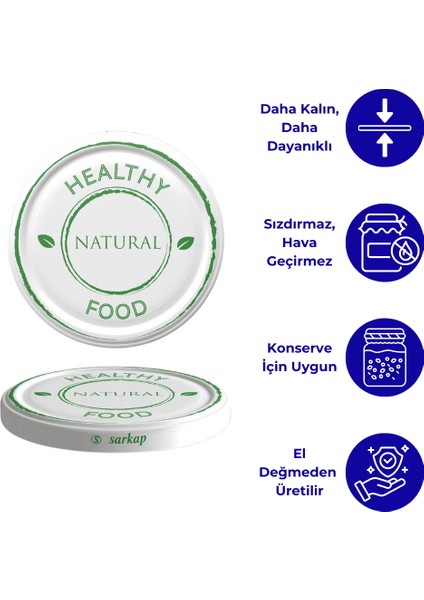 Hijyenik Paketli 10 Adet Kavanoz Kapağı – Healthy Natural Food – 82 mm