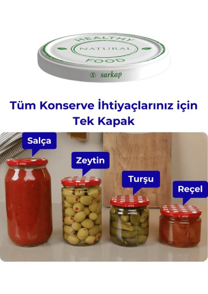 Hijyenik Paketli 10 Adet Kavanoz Kapağı – Healthy Natural Food – 82 mm