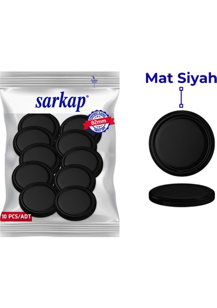 Hijyenik Paketli 10 adet Kavanoz Kapağı – Mat Siyah – 82 mm