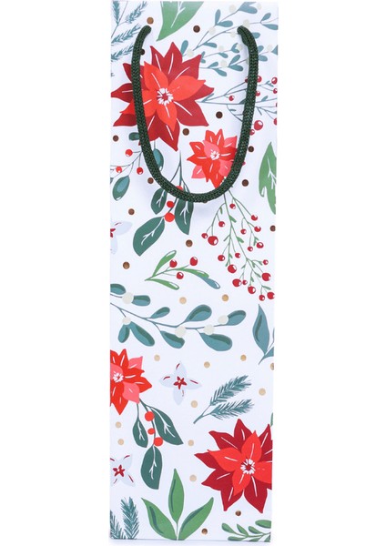 Home Özel Tasarım Kırmızı Çiçek Desenli Hediyelik Karton Çanta