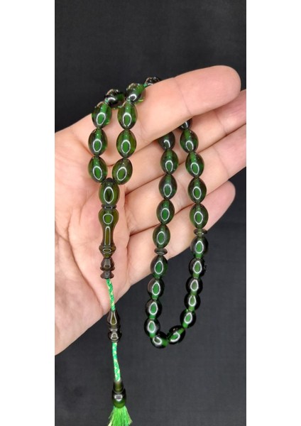 Çubuk Kehribar Tesbih Yeşil Renkli Beyzi Kesim T-384 modelleri