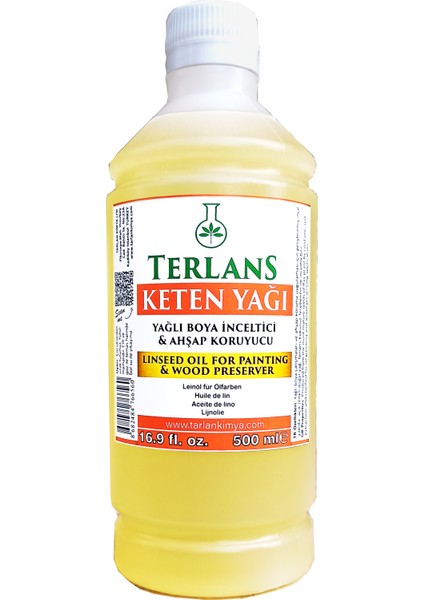 Ağartılmış Keten Yağı Resim Yağı 500 ml Linseed Oil Bleached
