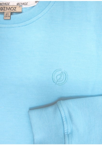 Yumuşacık Bambu Kumaş Şardonlu Mavi Kışlık Unisex Çocuk Sweatshirt modelleri