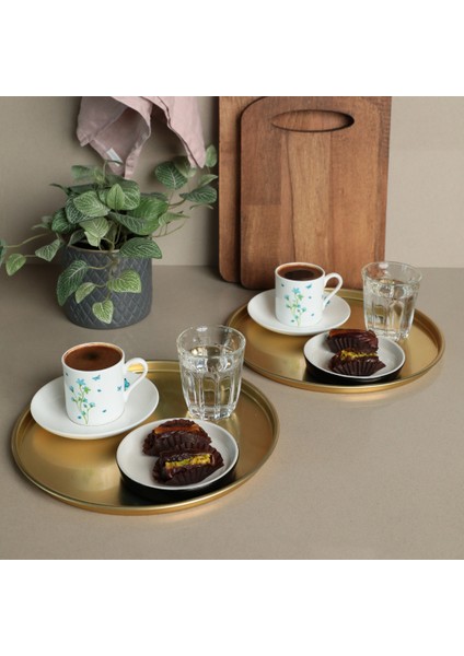 Home 2'li Yuvarlak Sunumluk Tepsi - Gold