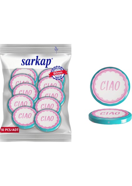Hijyenik Paketli 10 Adet Kavanoz Kapağı Dolce Vita Desenler 82 mm - Ciao Pembe