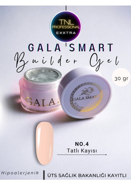 Builder Jel Protez Tırnak Jeli Gel No: 04 30 gr Jel Tırnak Uzatma Şablon Jel Güçlendirme Gala Smart