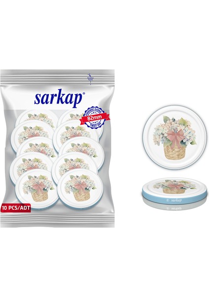 Hijyenik Paketli 10 Adet Kavanoz Kapağı – Mavi Buket – 82 mm