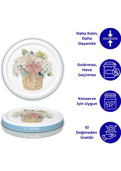 Hijyenik Paketli 10 Adet Kavanoz Kapağı – Mavi Buket – 82 mm