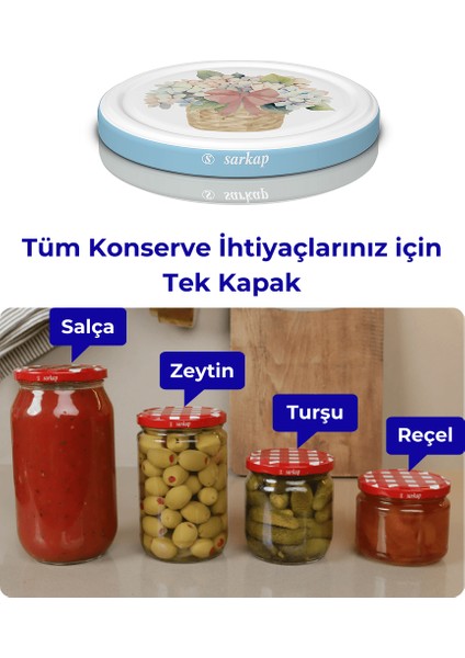 Hijyenik Paketli 10 Adet Kavanoz Kapağı – Mavi Buket – 82 mm