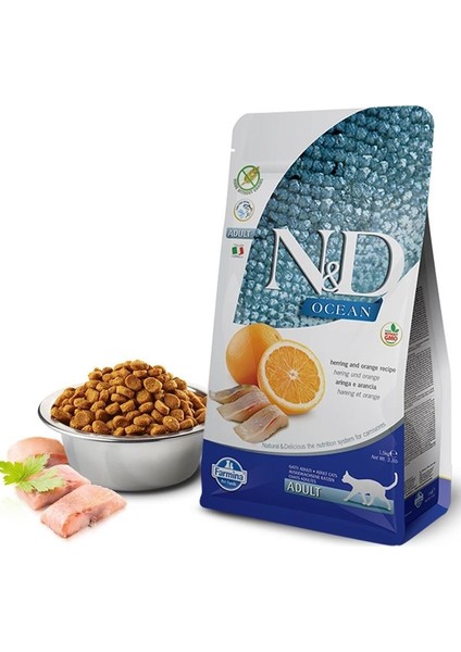 Ocean 1;5 kg Tahılsız Ringa Balıklı Portakallı Yetişkin Kedi Maması fiyatları