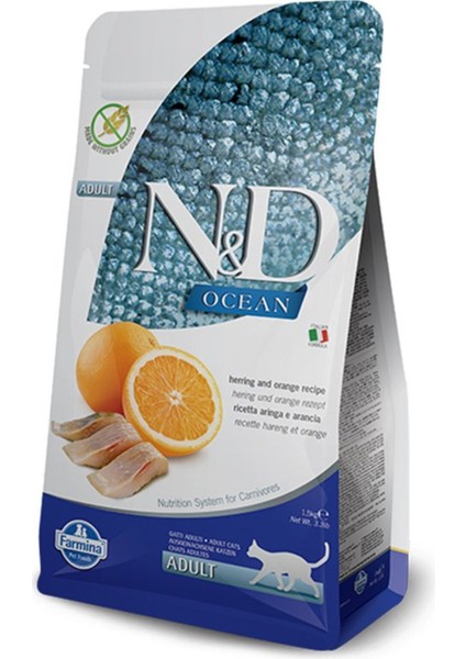 Ocean 1;5 kg Tahılsız Ringa Balıklı Portakallı Yetişkin Kedi Maması modelleri