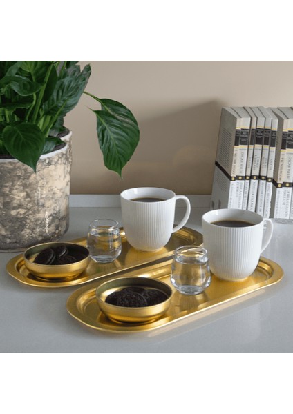 Home 2'li Oval Sunumluk Tepsi - Gold