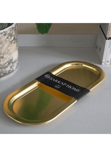 Home 2'li Oval Sunumluk Tepsi - Gold
