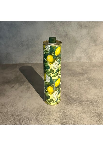 Home Dekoratif 750 ml Kapaklı Silindir Boş Metal Zeytinyağı Tenekesi Limon