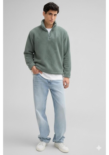 Yarım Fermuarlı Peluş Sweatshirt fiyatları