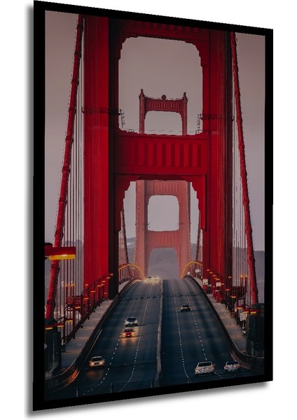 Çerçeve Görünümlü Golden Gate Köprüsü Ahşap Mdf Dekoratif Ev Duvar Tablo Dikdörtgen Ev Duvar Tablo modelleri